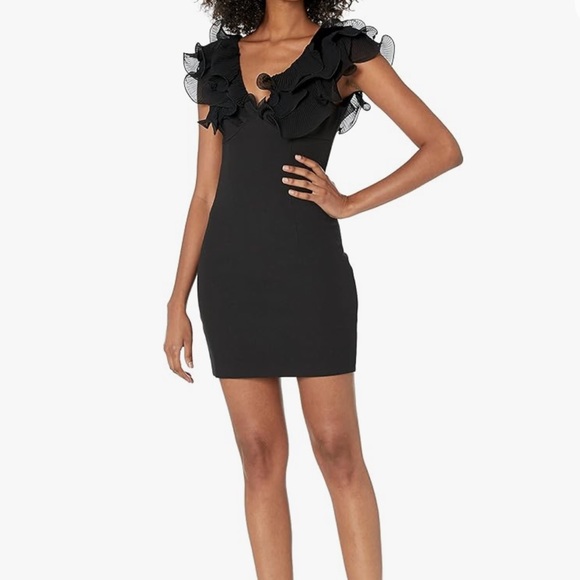 BCBGMAXAZRIA Women's Mini Evening Dress with Ruffle Detail and Zipper - 8 - Picture 1 of 10